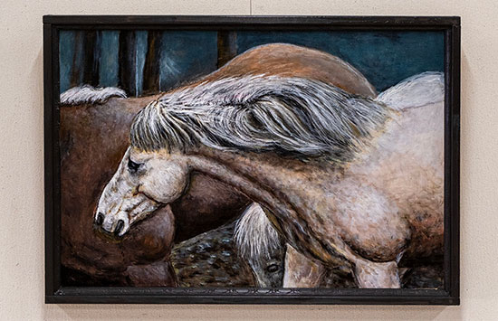 佐々木政樹アクリル画展開催中 「作品名:親子」